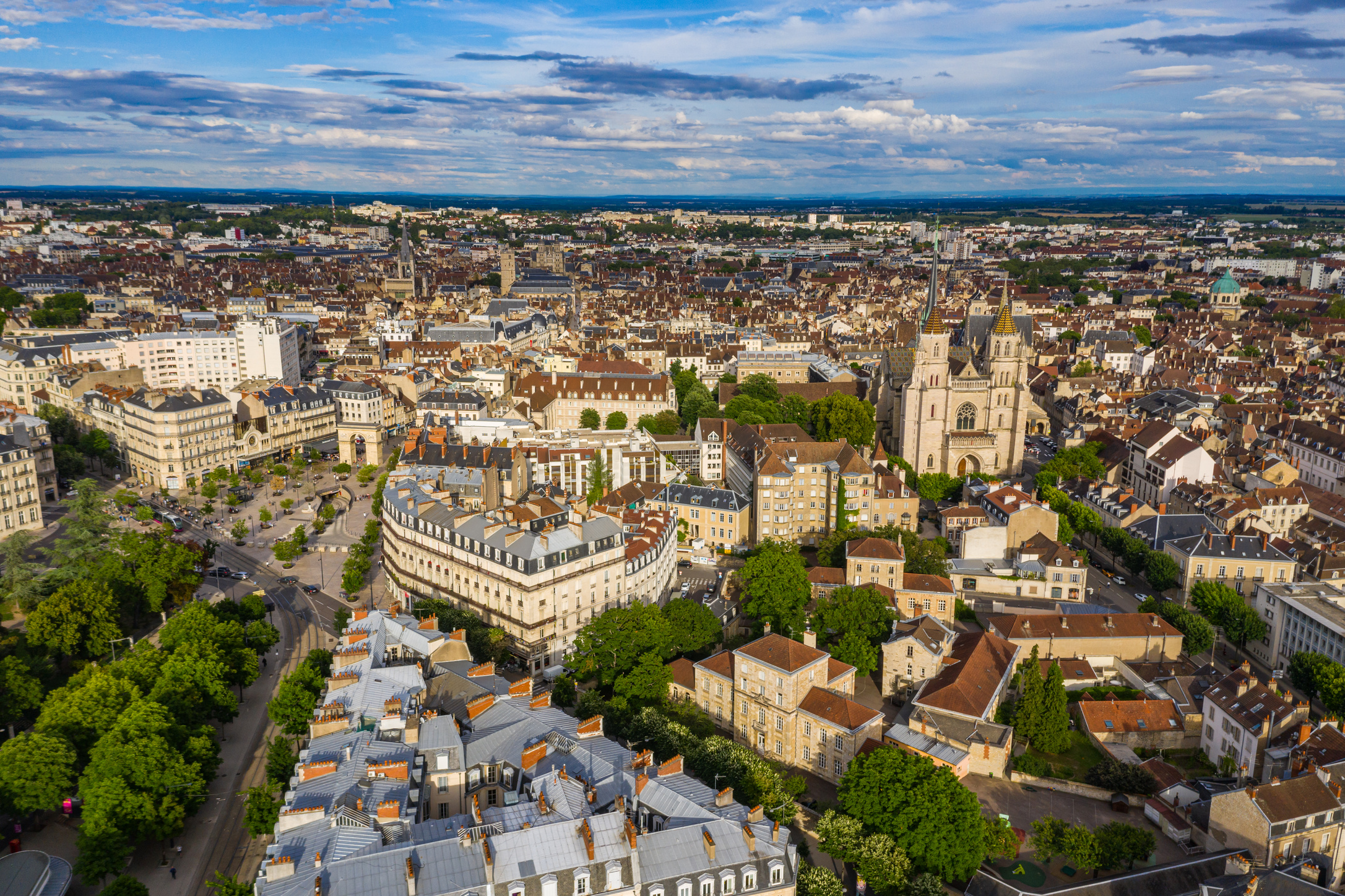 Aerial Scenery of Historical City Dijon in France